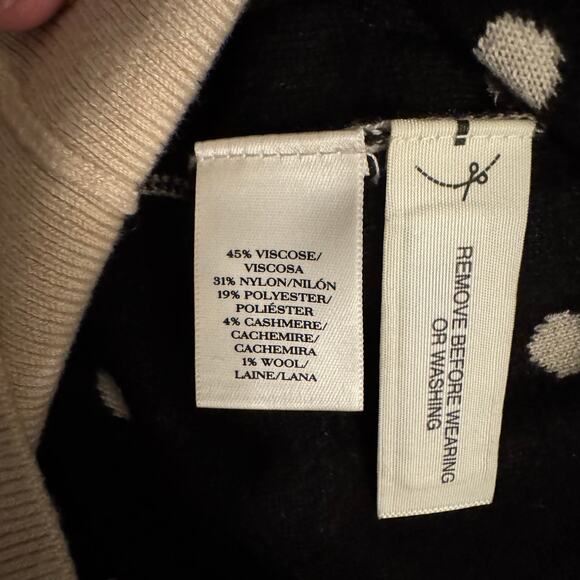 Ann Taylor Soft Polka Dot Cream and Black Cardigan Cozy Fall Cashmere Size XL - Picture 4 of 4